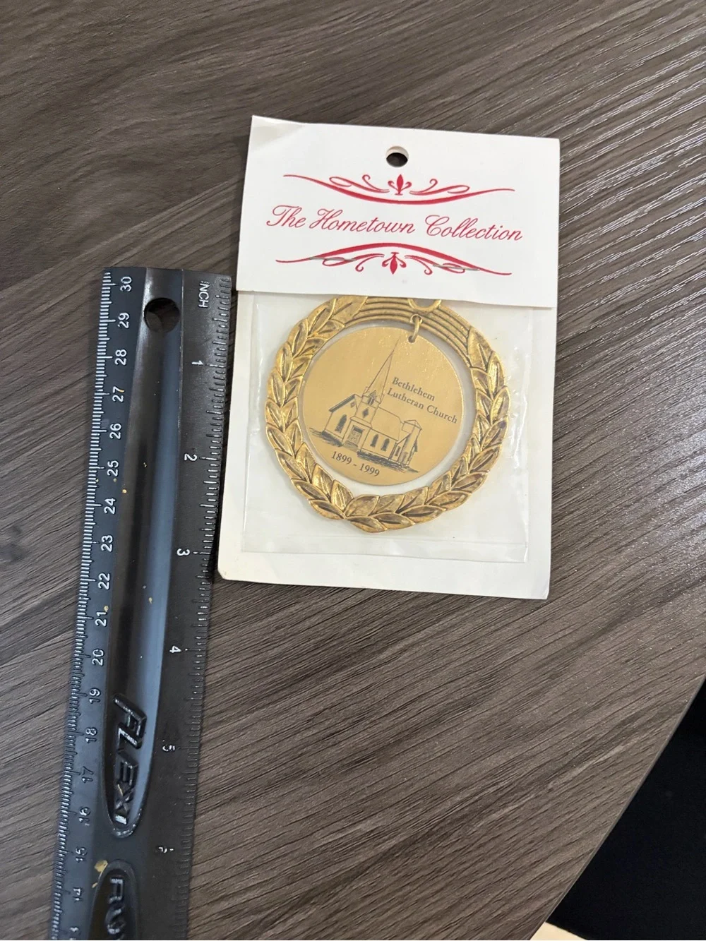 The Hometown Collection Gold Church Ornament - Bethlehem Lutheran Church